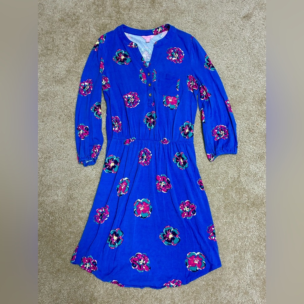 Lilly Pulitzer Beckett shirt dress Royce Corsage floral Henley v neck swing